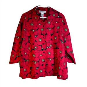 Jones New York  Sport Blouse,  Christmas colors Size XL